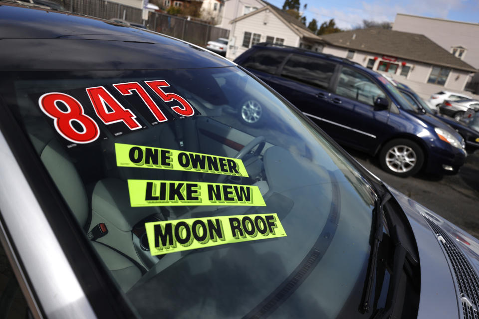 EL CERRITO, CALIFORNIA - MARCH 15: Used cars sit on the sales lot at Frank Bent's Wholesale Motors on March 15, 2021 in El Cerrito, California. Used car prices have surged 17 percent during the pandemic and economists are monitoring the market as a possible indicator of future increased inflation in the economy overall. (Photo by Justin Sullivan/Getty Images)