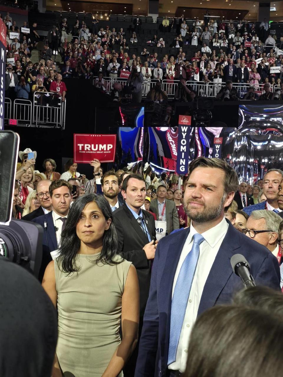 Ohio Senator JD Vance at the Republican National Committee just moments after former President Donald Trump announced Vance as his running mate on July 15, 2024.