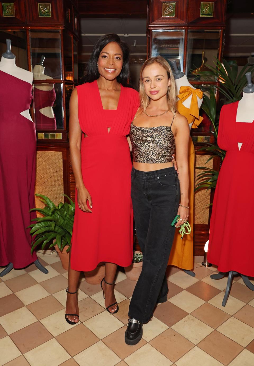 Naomie Harris celebrates the launch of her sustainable red carpet collection with Lady Amelia Windsor on August 31, 2023 (Dave Benett)