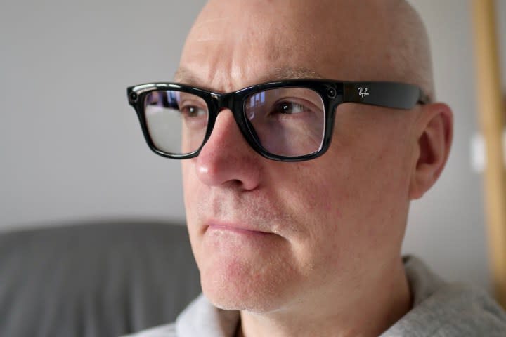 A person wearing Ray-Ban Meta smartglasses.