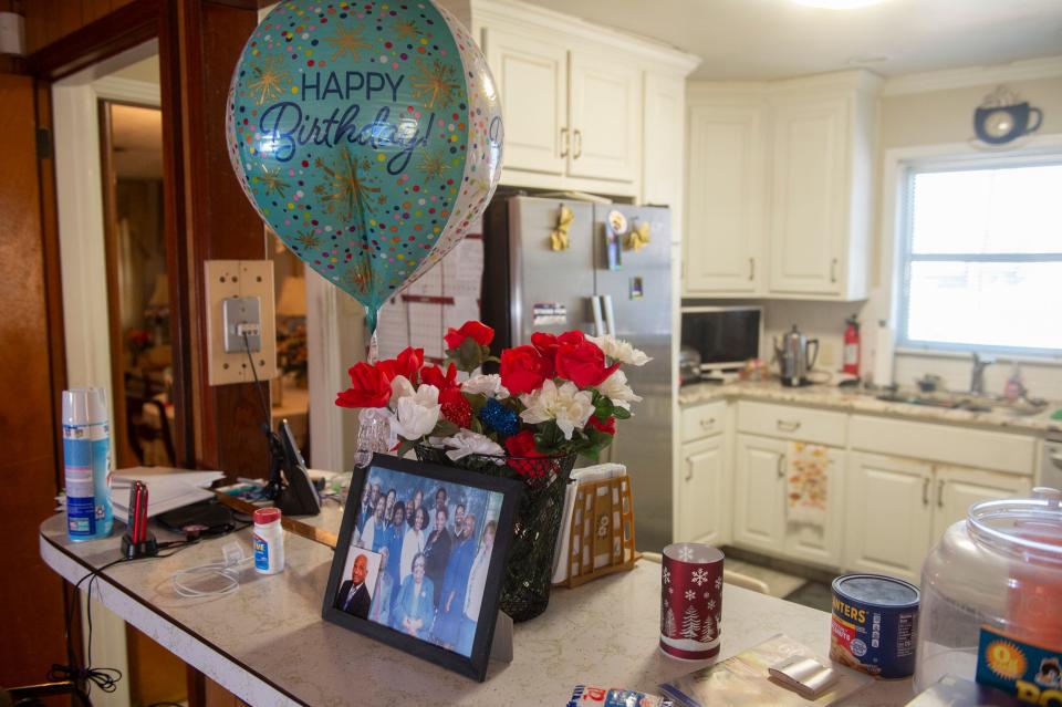 Birthday gifts inside W.J. Williams’ home in Montgomery, Ala., on Friday, Jan. 19, 2024. Williams turned 100 on Jan. 18.