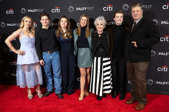 <p>Amanda Edwards/FilmMagic</p> Emily Osment, Montana Jordan, Raegan Revord, Zoe Perry, Annie Potts, Iain Armitage and Lance Barber in Hollywood, California in April 2024.