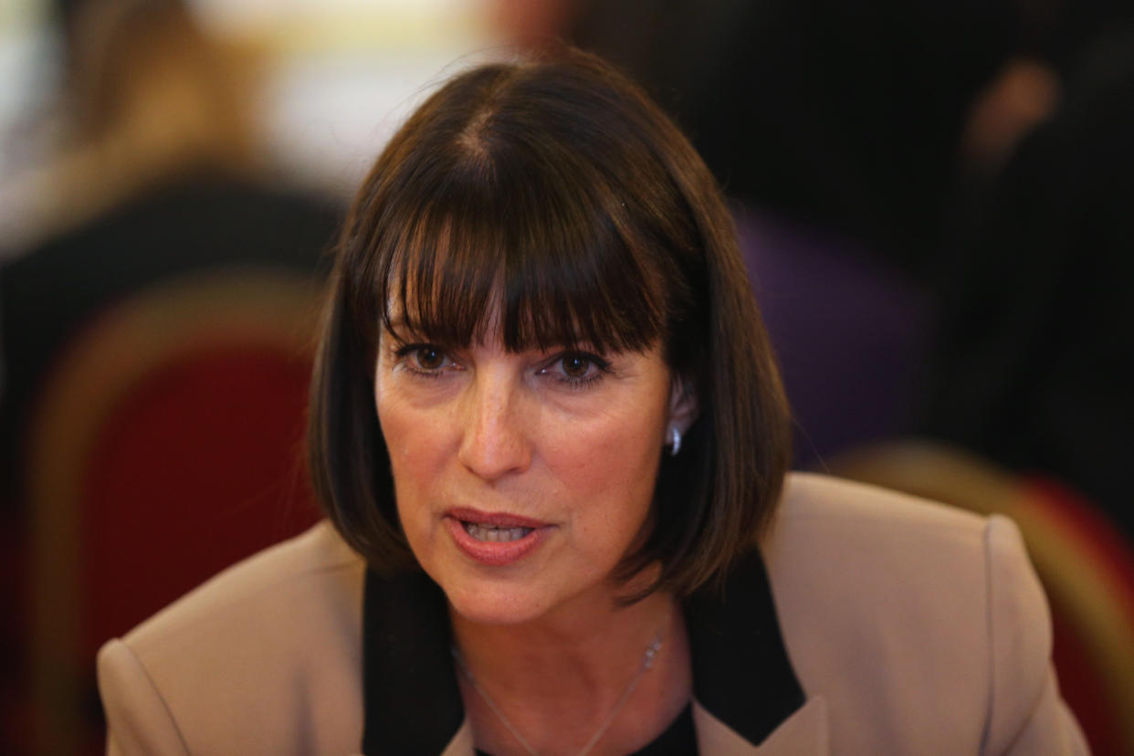 LONDON, ENGLAND - OCTOBER 17:  Carolyn McCall, the CEO easyJet, attends an 'Inspiring Women' speed networking event for 100 girls from state secondary schools in Lancaster House on October 17, 2013 in London, England. The event, hosted by Miriam Gonzalez Durantez, a lawyer and wife of Deputy Prime Minister Nick Clegg, launches a campaign for 15,000 women to go into secondary schools to speak to girls about career choices.  (Photo by Oli Scarff/Getty Images)