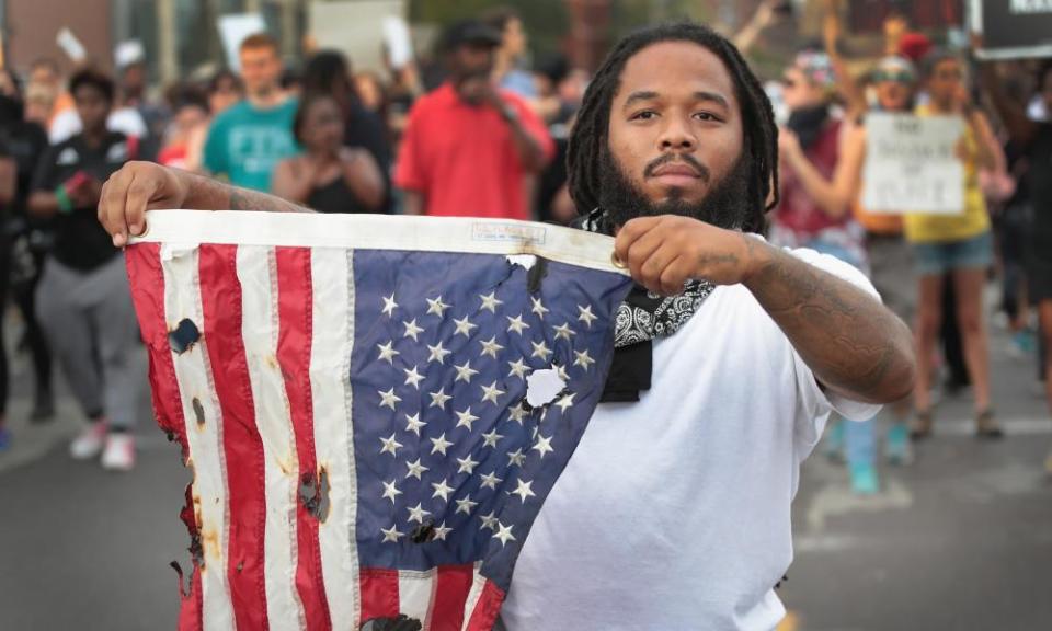 Demonstrators protest the acquittal of Jason Stockley in St Louis, Missouri.