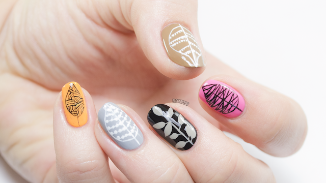 fall nail ideas leafy patterns design