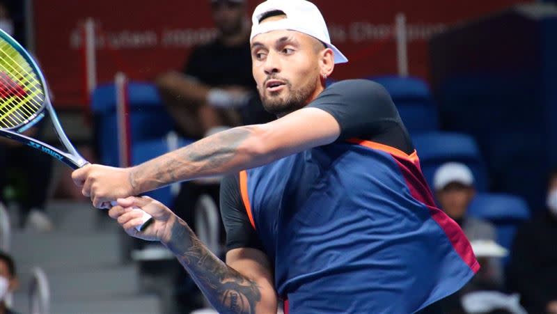 基爾喬斯（Nick Kyrgios）在日本網球公開賽男單16強逆轉獲勝。（圖／翻攝自日本公開賽推特）