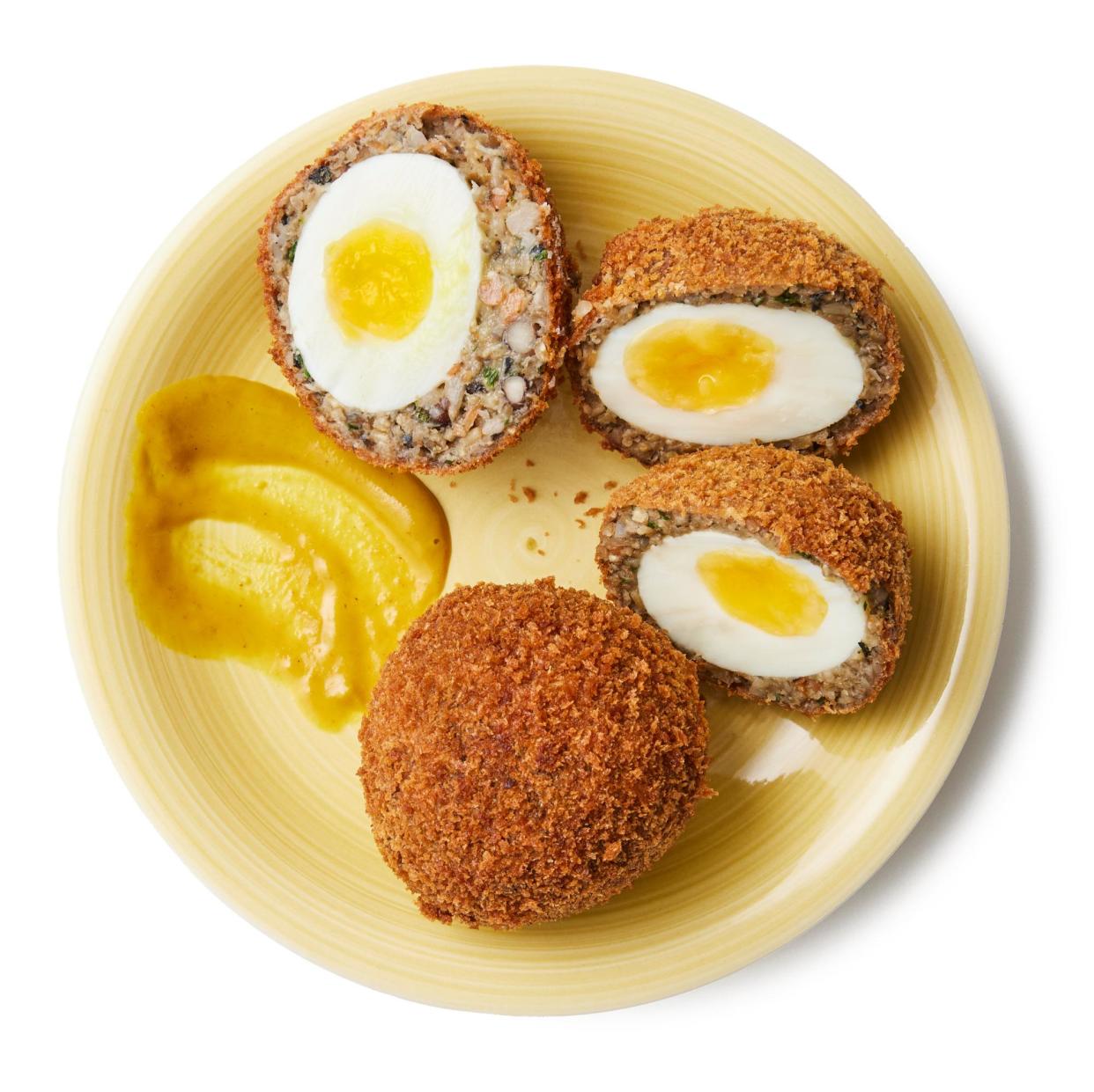 <span>Felicity Cloake’s vegetarian scotch egg.</span><span>Photograph: Robert Billington/The Guardian. Food styling: Loïc Parisot.</span>