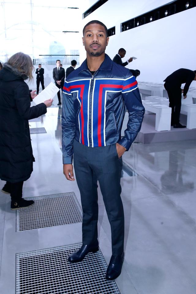 Louis Vuitton Cut Away Vest Monogram floral worn by Michael B. Jordan on  2019 SAG Awards Red Carpet