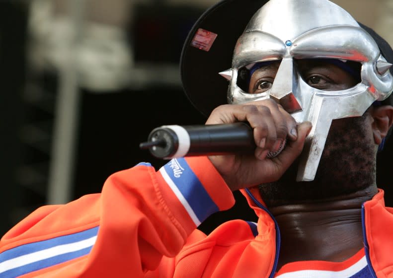 NEW YORK - JUNE 28: Rapper MF DOOM performs at a benefit concert for the Rhino Foundation at Central Park's Rumsey Playfield on June 28, 2005 in New York City. (Photo by Peter Kramer/Getty Images)