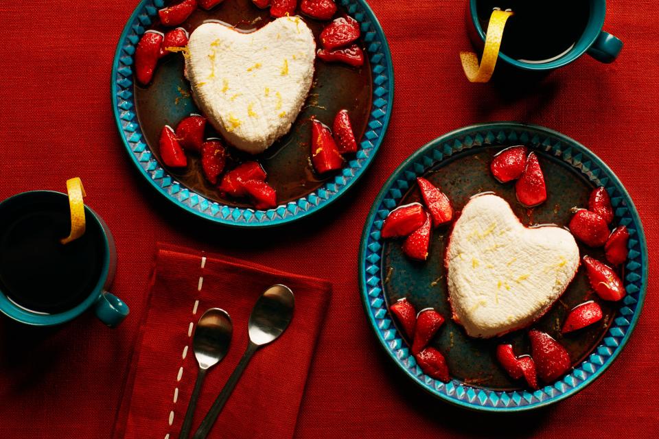 Coeur à la Crème With Roasted Strawberry Sauce