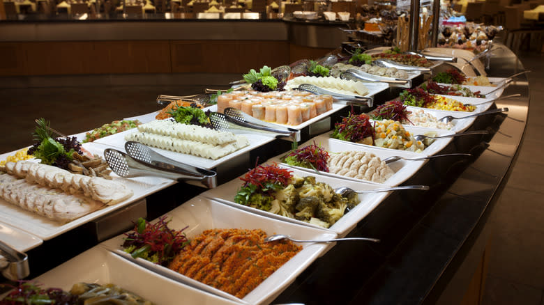 Dishes on fancy buffet