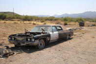 <p>It might look like a hopeless wreck now, but back in 1971 this Cadillac Series 75 Fleetwood was the height of luxury and opulence. With a $12,000 price tag, it was almost twice the price of a Sedan de Ville. To put this into perspective, an average family income was $10,290 in 1971. It’s no wonder that sales volumes were in triple figures.</p><p>The car was photographed at the entrance to Desert Valley Auto Parts’ Black Canyon City site.</p>