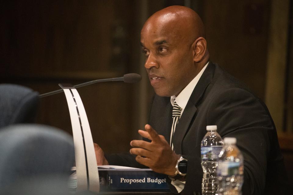 Wilmington Councilman Trippi Congo speaks during a budget hearing Wednesday in the City Council Chambers. 