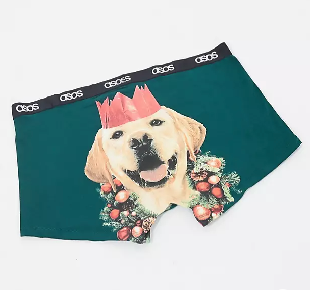 ASOS DESIGN Boxer Briefs with Christmas Bum Dog Print (Photo via ASOS) 