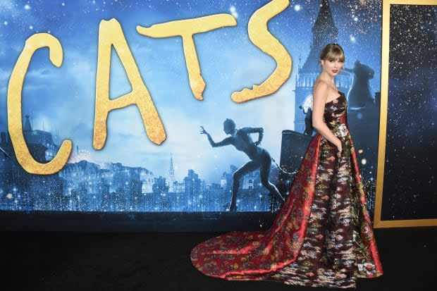 <p> Taylor Swift attends the New York premiere of <em>Cats</em> on Dec. 16, 2019. Swift starred as Bombalurina in the messy film adaptation of the classic musical.</p><p>Steven Ferdman/Getty Images</p>