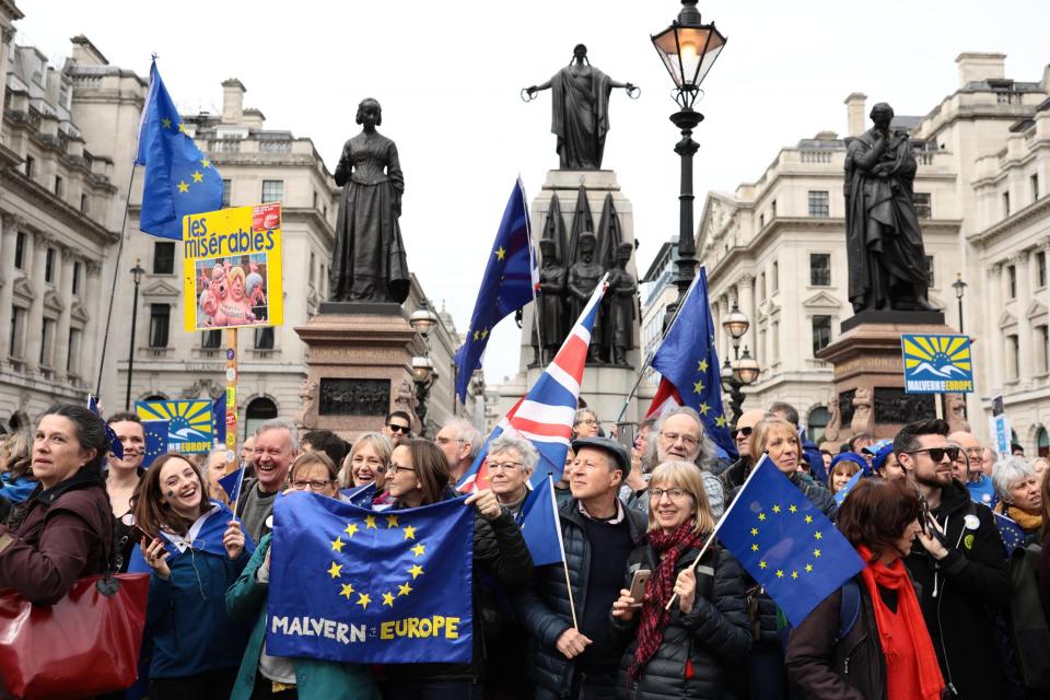 Protesters waved flags and banners on the march through London (Getty Images)