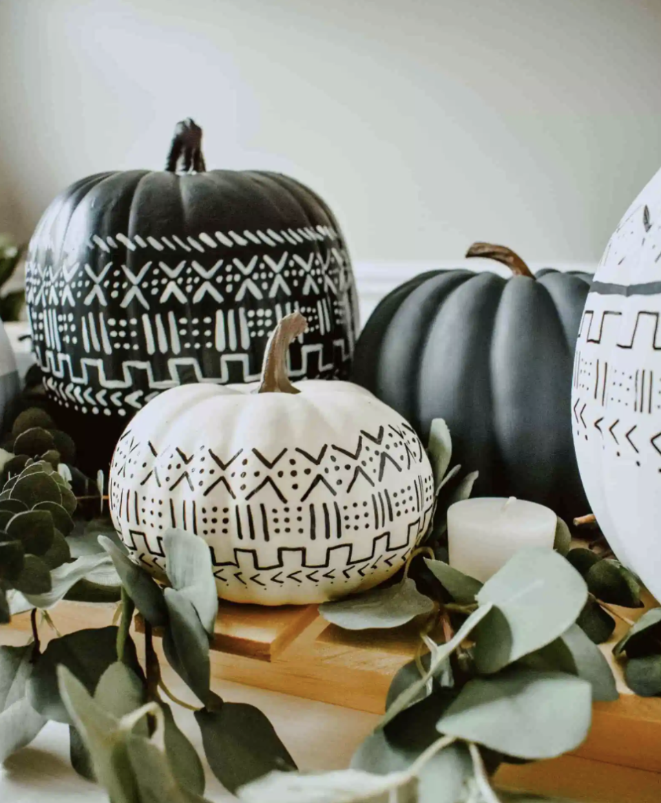 Mudcloth Pumpkins Centerpiece