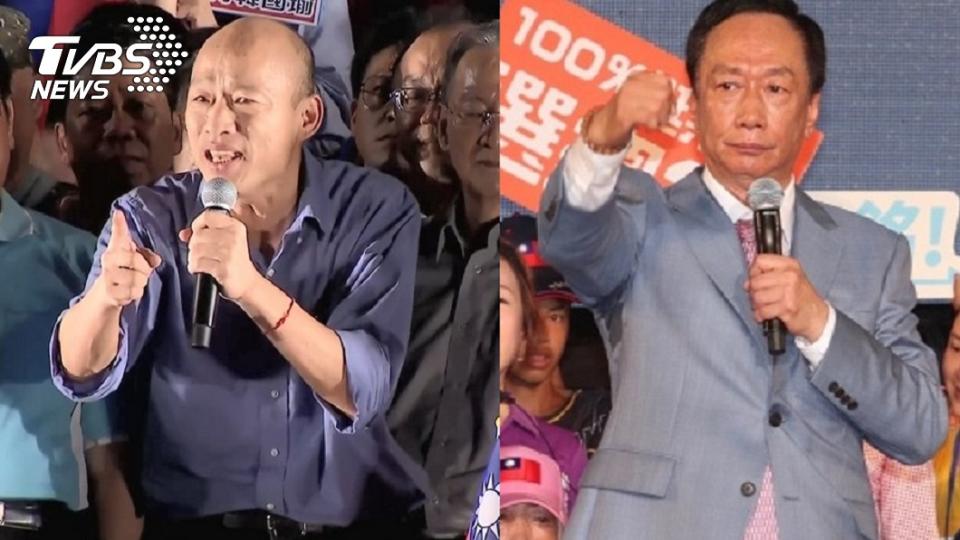 高雄市長韓國瑜（左）、國民黨總統初選參選人郭台銘（右）。圖／TVBS資料畫面