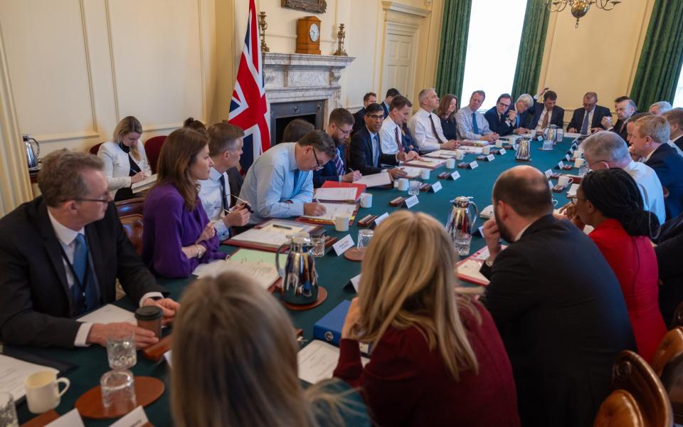 Rishi Sunak presides over a Cabinet meeting