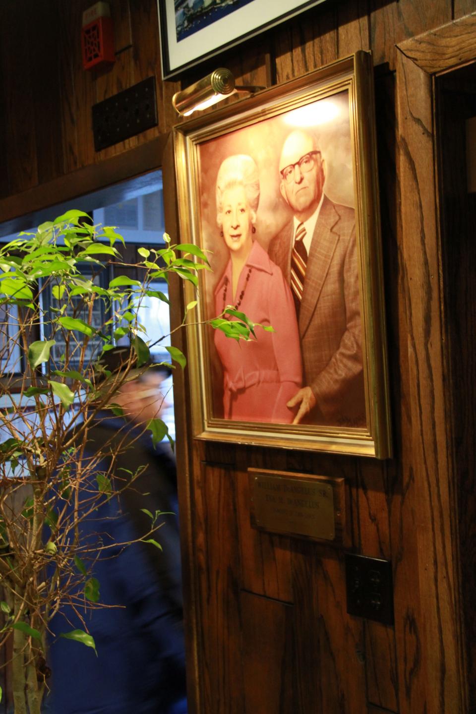 History is on the menu at Cranston's Twin Oaks. A photo portrait of founders William DeAngelus Sr. and Eva M. DeAngelus greet visitors at the door.