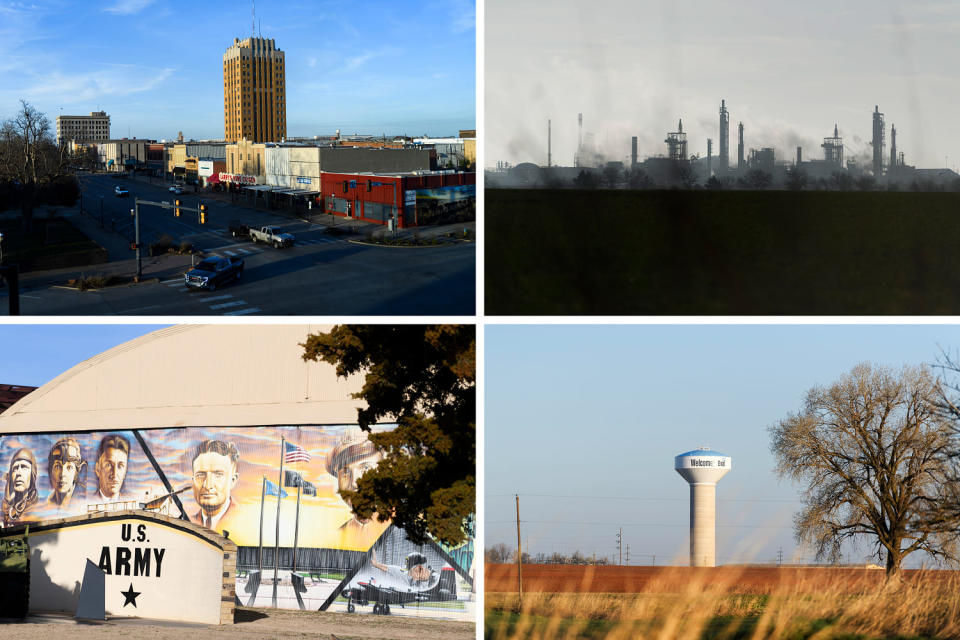 Enid is known for Vance Air Force Base and its oil and gas production. The City Council is desperate to see it grow.  (Michael Noble Jr. for NBC News)