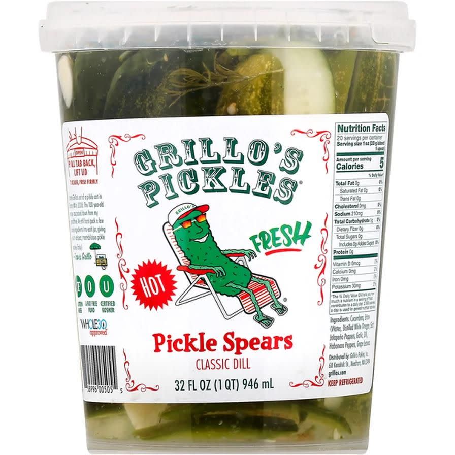 21) Grillo's Pickles Pickle Spears, Classic Dill, Hot