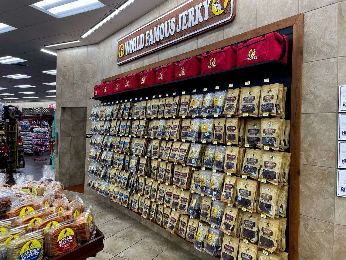 An entire wall of the Buc-ee’s in Royce City, Texas is devoted to half a dozen different flavors of jerky.