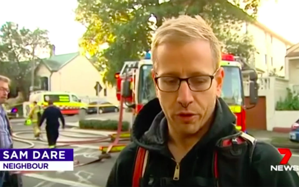 In the chaos, Sam Dare rushed to alert his neighbours. Source: 7 News