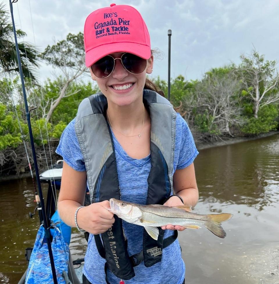 Here's Gabby with a "starter" snook, her first, caught last week in the intracoastal.