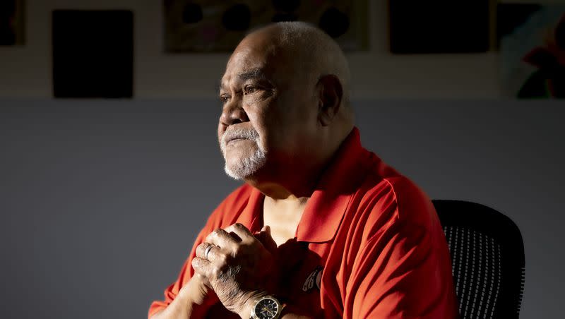 Simione Poteki, KAVA Talks founder, is photographed in Salt Lake City on Thursday, Sept. 21, 2023. Knowledge Above Violence Always, or KAVA, is a men’s support, education and advocacy group with a cultural focus on Pacific Islander men.