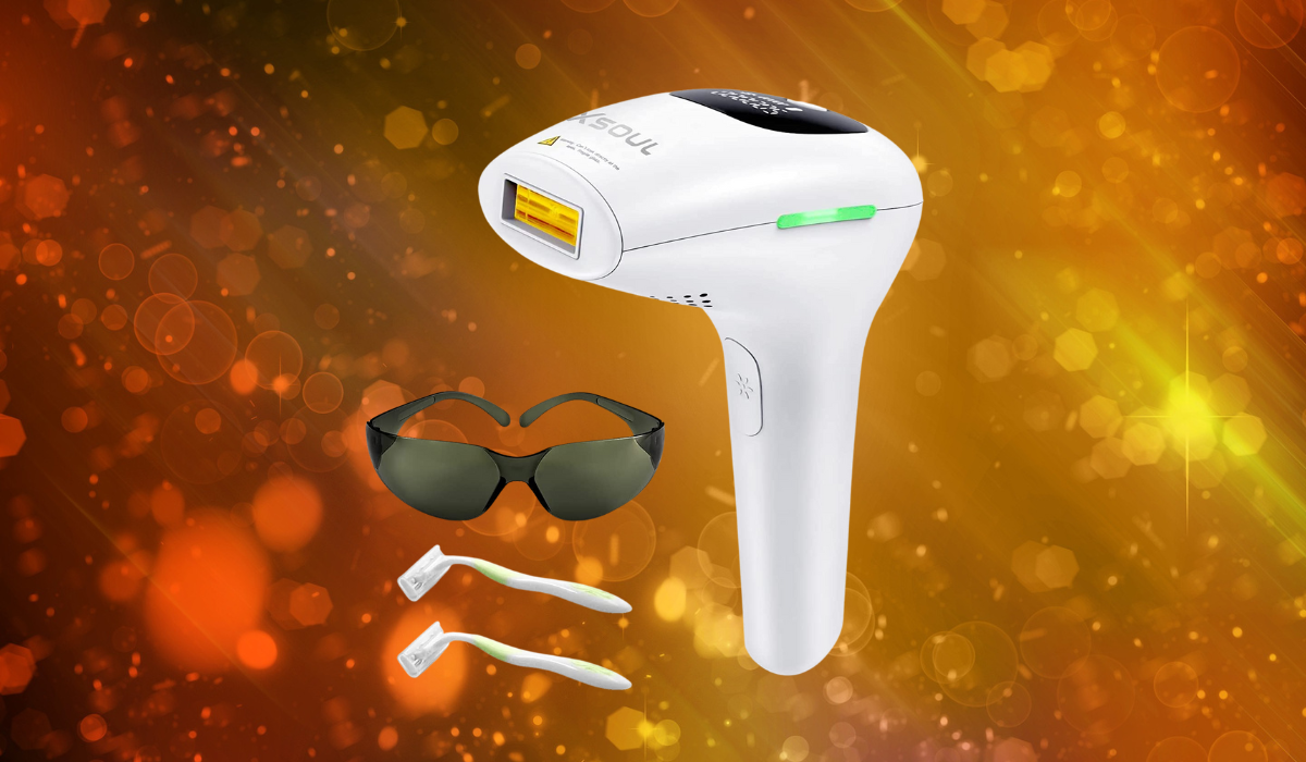 body hair laser gun, shavers, and sunglasses