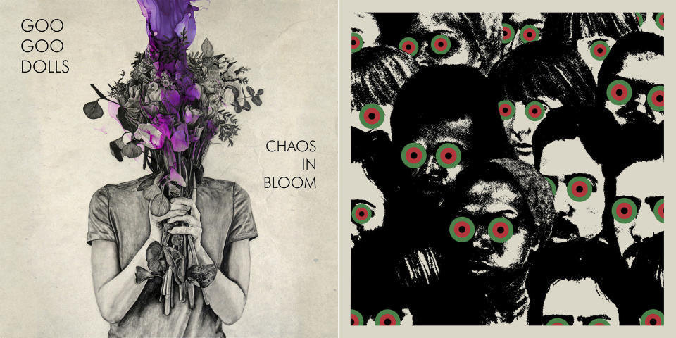 This combination of images show album art for “Chaos in Bloom" by Goo Goo Dolls, left, and “Cheat Codes" by Danger Mouse and Black Thought. (Warner Records/BMG via AP)