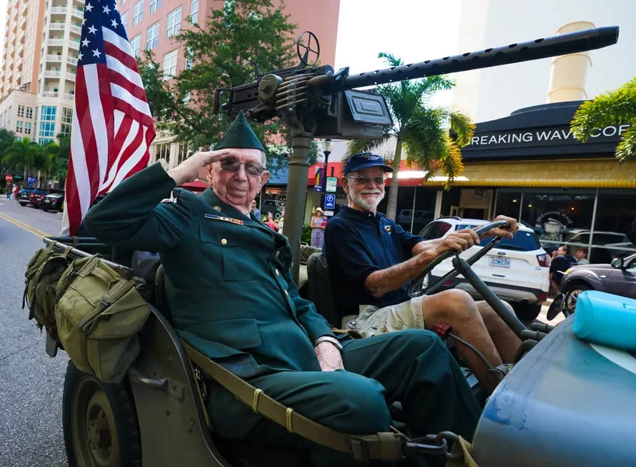 A veteran rides in last year's Memorial Day Parade in Sarasota. This year, the parade will begin at 10 a.m. May 30 at Main Street and Osprey Avenue and end at J.D. Hamel Park, at Main Street and Gulfstream Avenue.