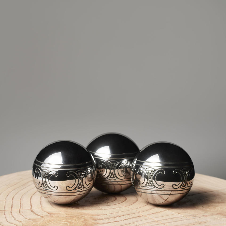 Pétanque balls from Celine’s “Plein Soleil” beachwear collection. - Credit: Courtesy of Celine