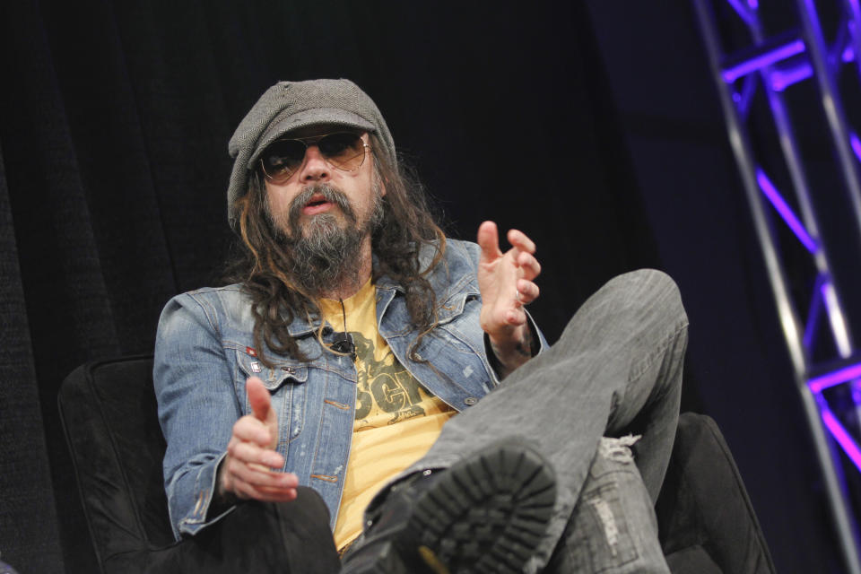 FILE - This March 12, 2013 file photo shows musician-actor Rob Zombie talking about his new film "Lords of Salem" at the SXSW Film Festival in Austin, Texas. Zombie released his fifth studio album, “Venomous Rat Regeneration Vendor,” last month, and he plans to support the record with a summer tour of the states, and an appearance at the Rock in Rio Festival in Brazil. (Photo by Jack Plunkett/Invision/AP, file)