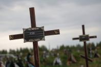 Mass burial of unidentified people killed during Russian invasion in Bucha