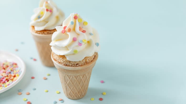 Two ice cream cone cupcakes