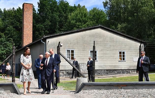 The royals were at a camp near Gdansk, where 65,000 people lost their lives during WWII. Photo: Getty Images