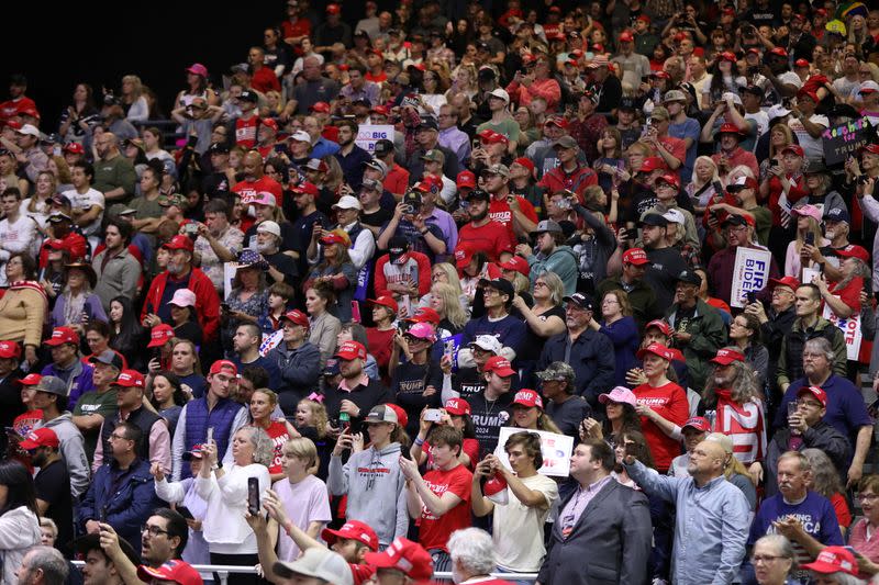 Former U.S. President Trump hosts a campaign rally, in Rome, Georgia