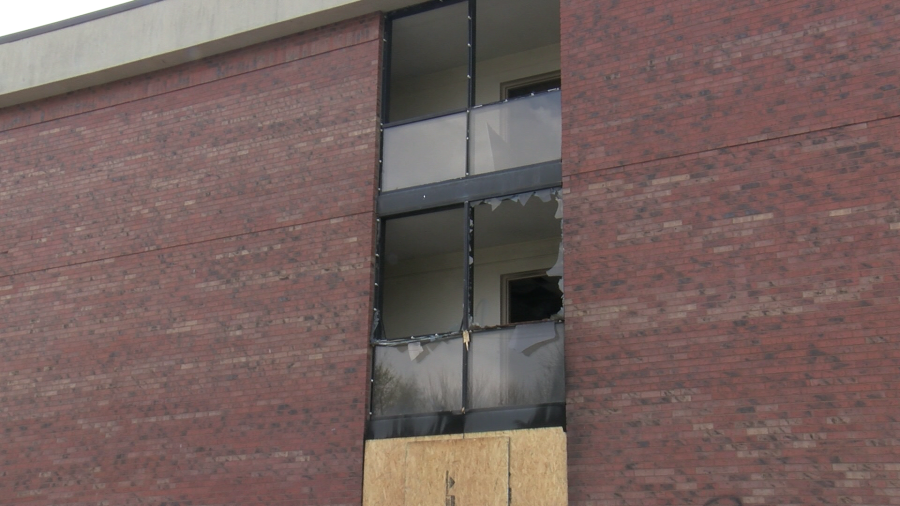 Abandoned hotel fire damage in Salina on March 13, 2024 (KSN Photo)