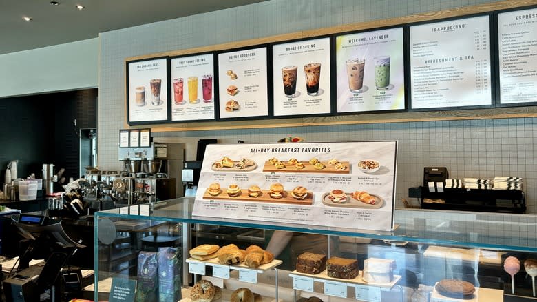 menu at Starbucks counter