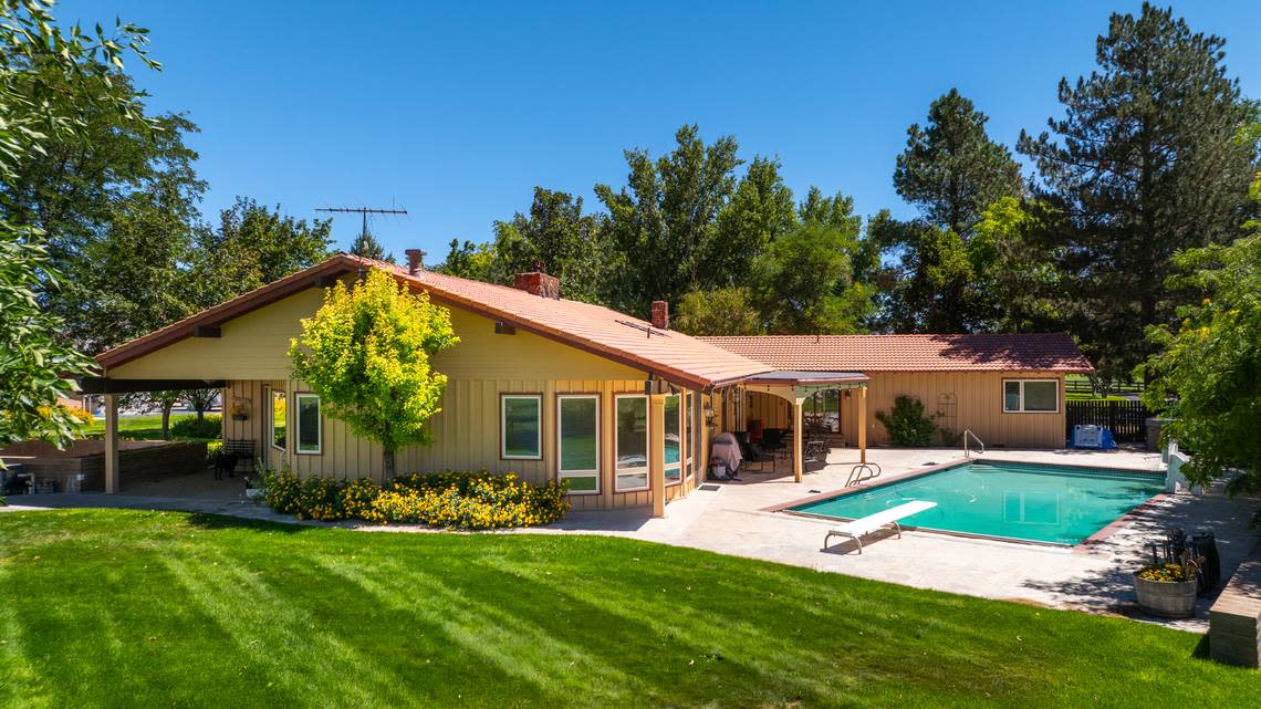 The swimming pool at Heller Ranch is off the kitchen area.