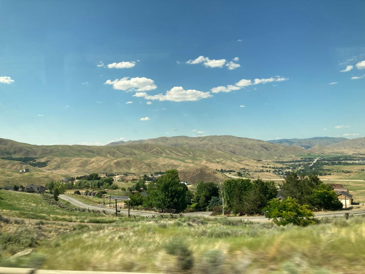 Scenery from the bus as it travels southeast from Spokane, Washington, to Boise, Idaho.