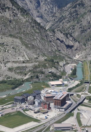 Genersal view shows the Andermatt Swiss Alps resort in Andermatt,