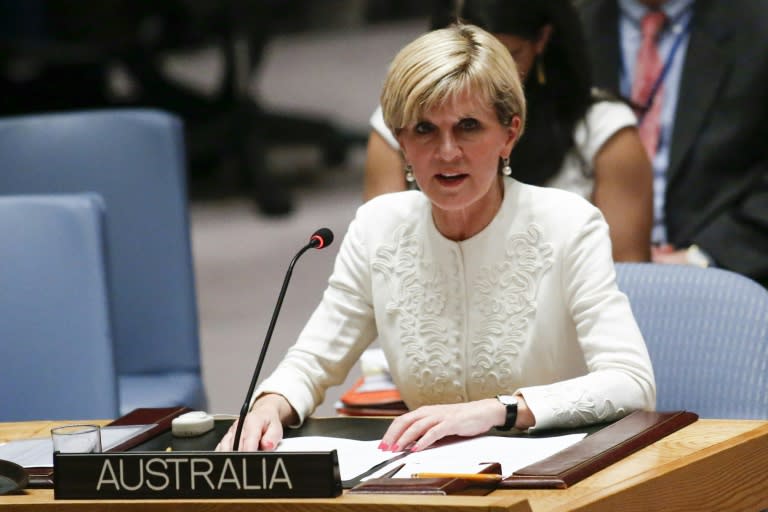 Australian Foreign Minister Julie Bishop, pictured at the United Nations Headquarters in New York, on July 29, 2015