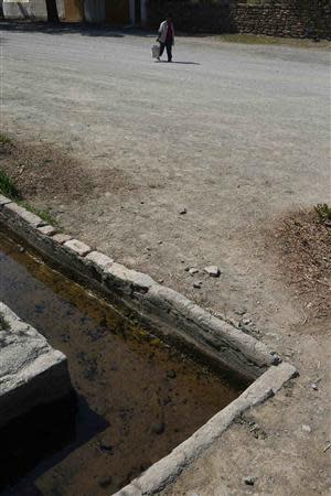 Stone furrows carry water from a spring through the small town of Nieu-Bethesda in the Karoo October 10, 2013. REUTERS/Mike Hutchings