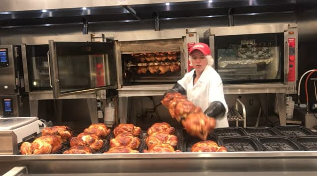 Costco’s $4.99 rotisserie chicken has been a huge hit with customers, selling a record 106 million worldwide in 2021, according to <em>Readers Digest</em>. (Photo: Screenshot/YouTube.com)