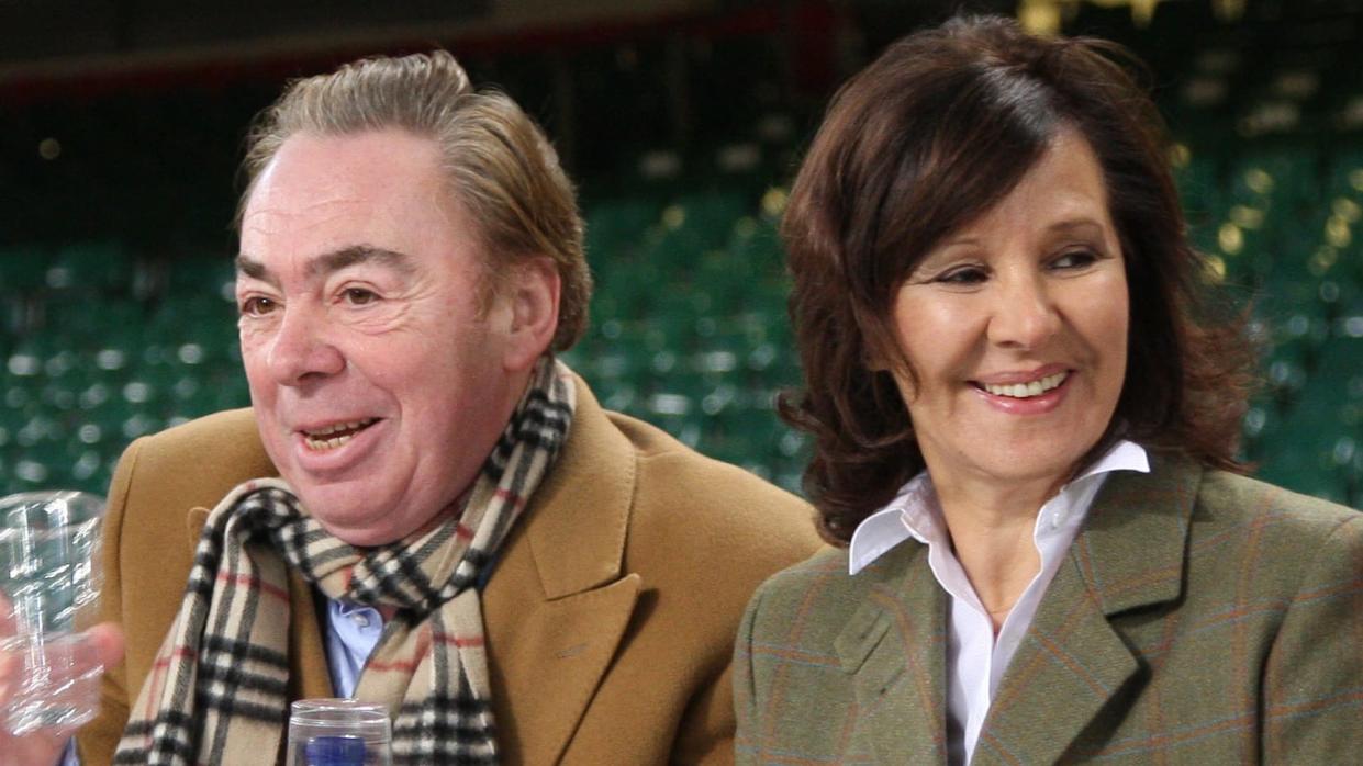 Celebrity Judges Arlene Phillips and Andrew Lloyd Webber judge the Dressage Materclass event Express eventing international cup