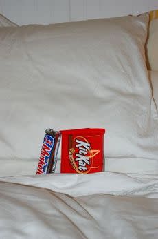 candy bars in bed