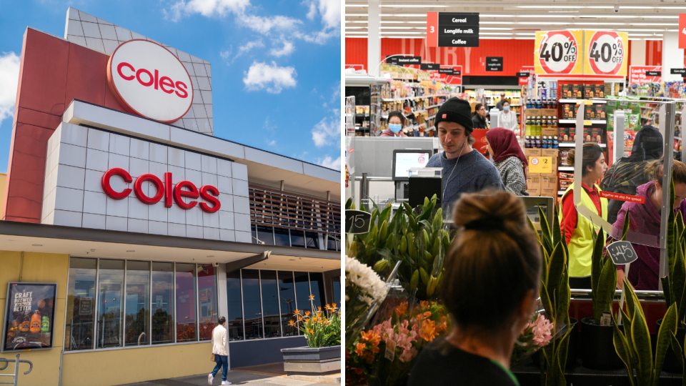 Coles supermarket and shoppers.